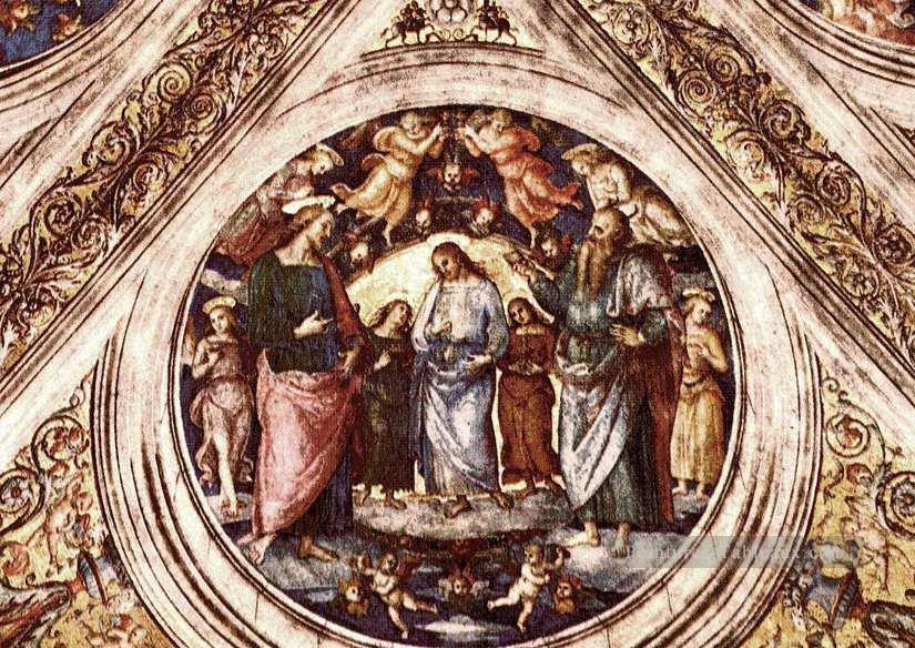 Christ entre le Baptiste et le Satan déguisé en homme âgé 15078 Renaissance Pietro Perugino Peintures à l'huile